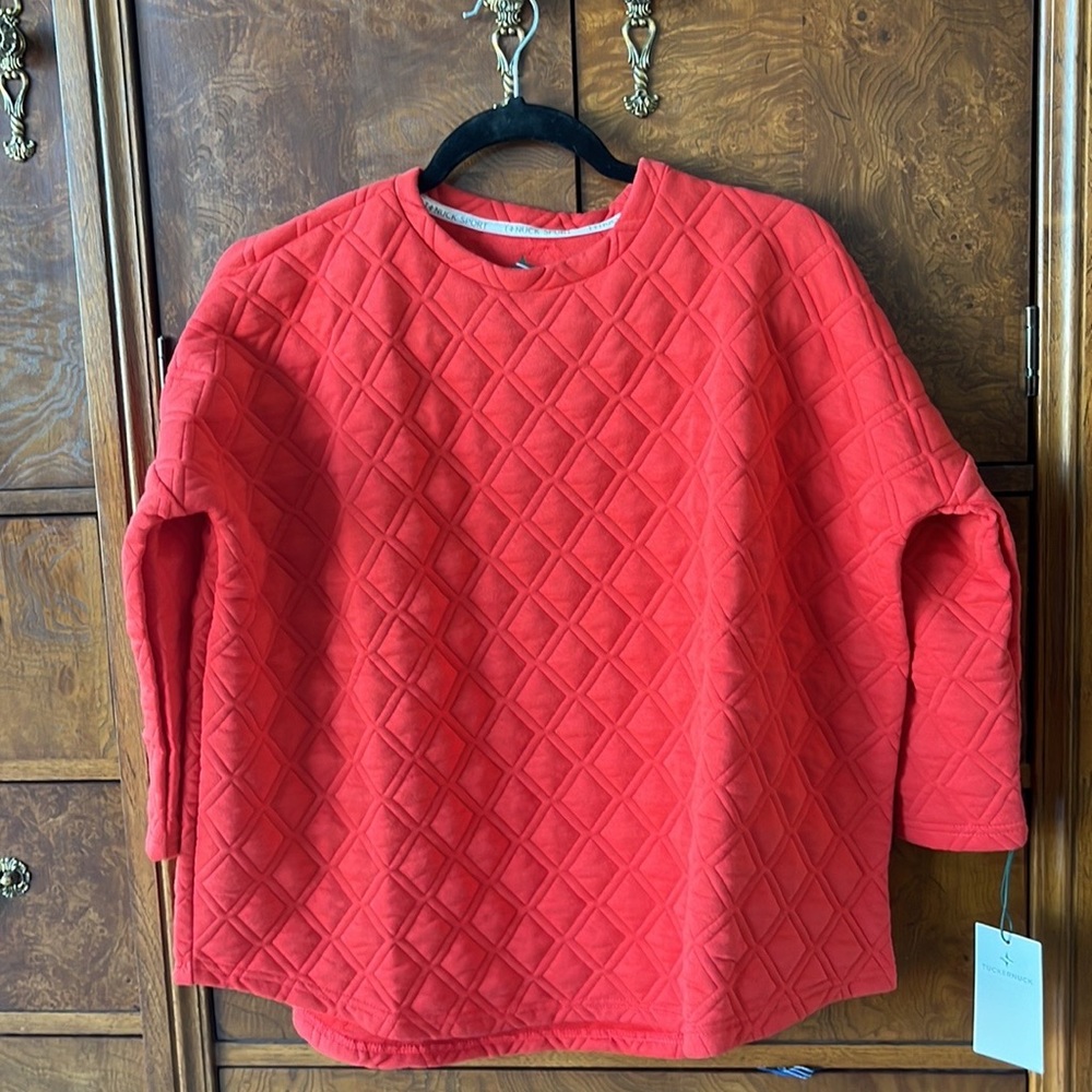 Quilted crewneck pullover xs/sm